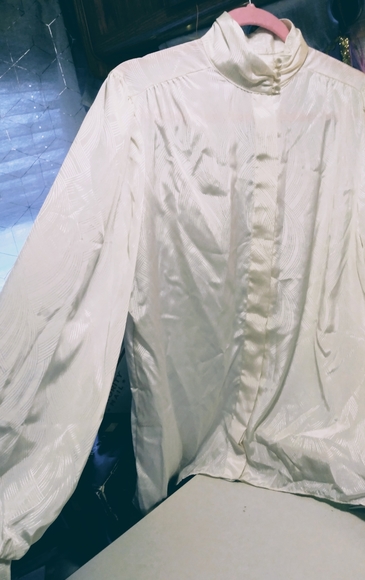 Vtg Cream Blouse by Paris station sz 12 - Picture 4 of 8